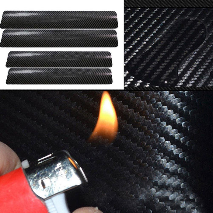 4Pc Black Car Door Plate Stickers Carbon Fiber Look Car Sticker Sill Scuff Cover Anti Scratch Decal Universal For All Car