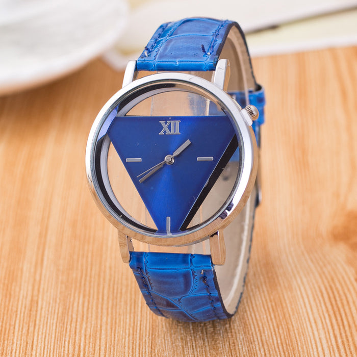 Jingshi Simple Harajuku Watch Personality Fashion Double Sided Hollow Through Bottom Korean Trend Student Triangle Watch