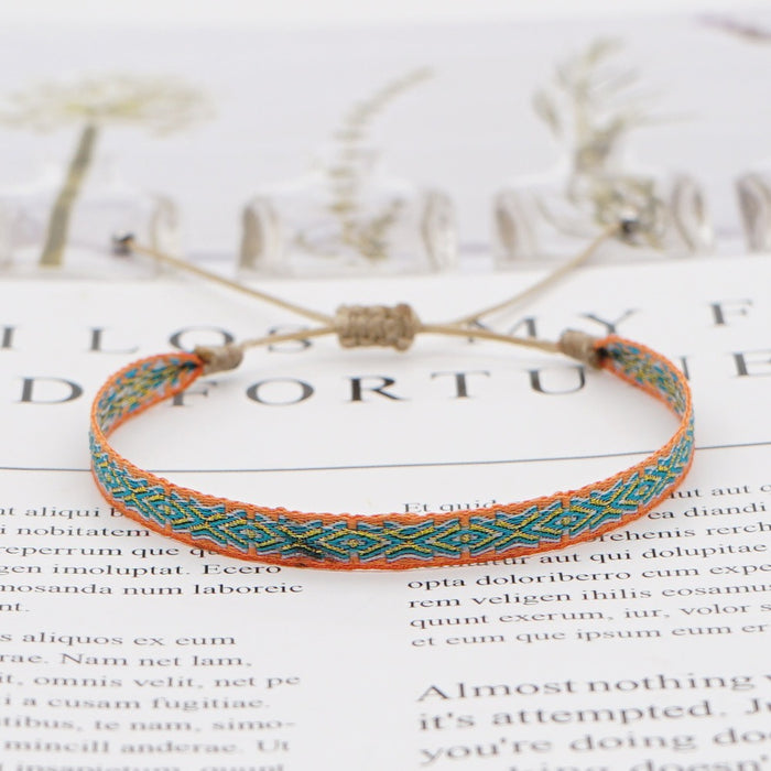 Pulsera tejida hecha a mano pura con correa tejida de estilo bohemio