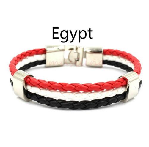 National Flag Leather Bracelets Sports Football Fans Jewelry