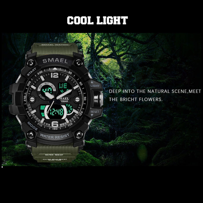 SMAEL 1617C Shock Military Watches Army Men's Wristwatch LED Quartz Watch Digtial Dual Time Men Clock 1617  reloj hombre Sport Watch Army