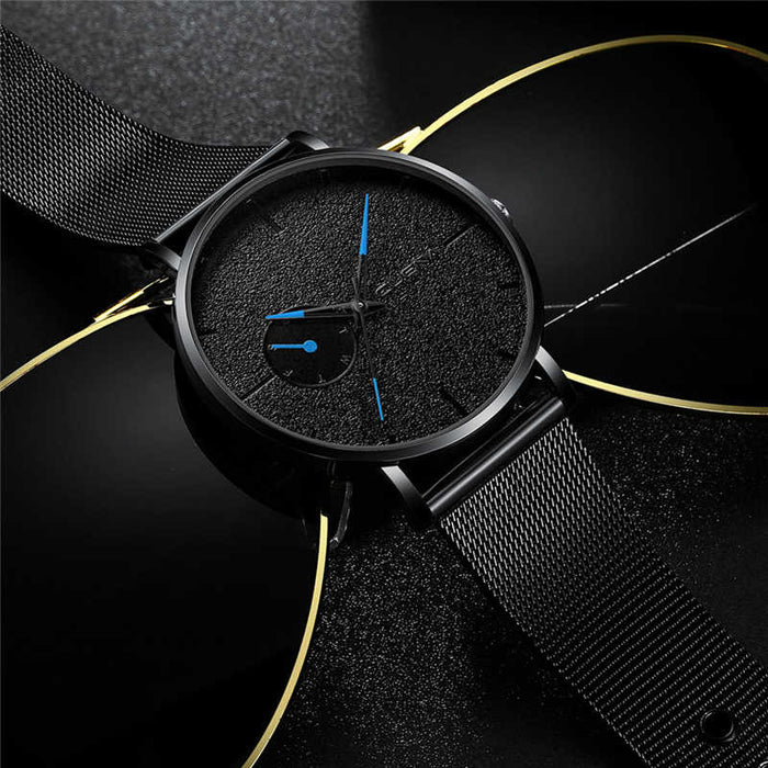 CUENA, reloj con correa de acero inoxidable de malla deportiva a la moda para hombre, reloj de cuarzo de lujo de marca superior, reloj informal para hombre