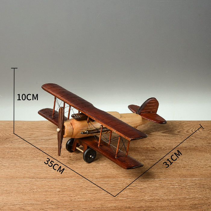 Vintage Wood Aircraft Decoration Creative Home Tabletop Model Aircraft Decoration Wooden Crafts