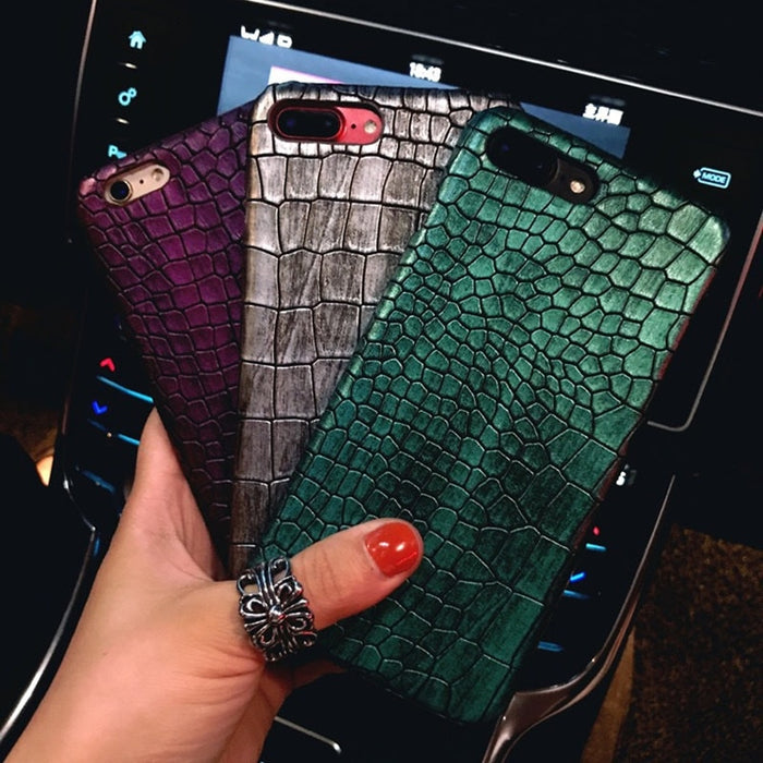 Funda de teléfono de cocodrilo 3D para iPhone 8 XS XS 7Plus Funda de cuero genial