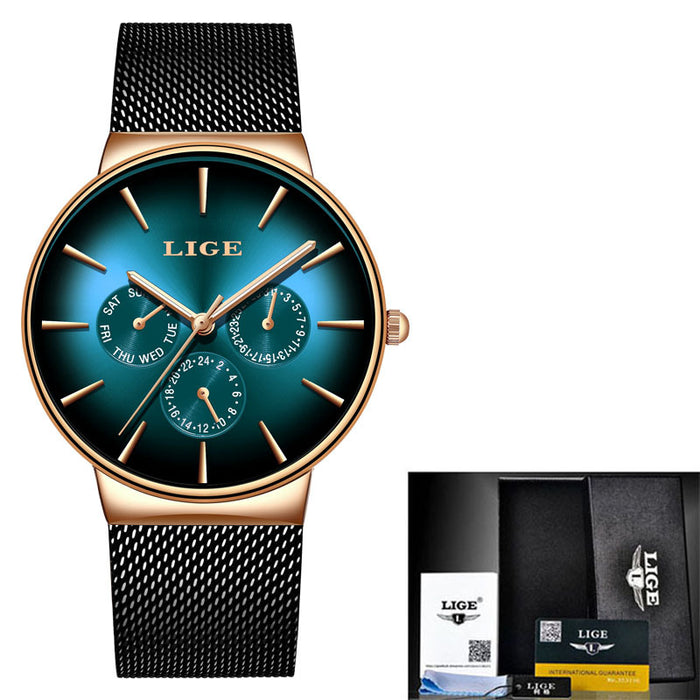 LIGE Mesh Strap Quartz Men's Watch