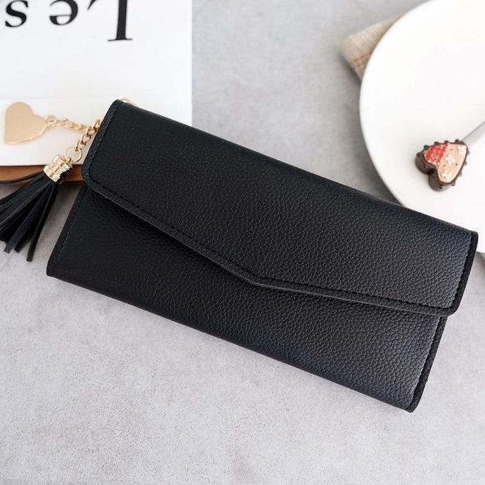 Brand Designer Coin Purses Leather Wallets Women Long Tassel Luxury Clutch Phone Wallets Female Credit Card Holder Money Bags