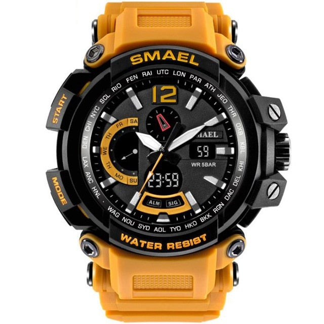 SMAEL 1702, reloj deportivo de lujo de la mejor marca, relojes digitales para hombre, 5bar, relojes de pulsera militares resistentes al agua con pantalla Dual, reloj Masculino