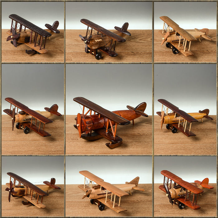 Vintage Wood Aircraft Decoration Creative Home Tabletop Model Aircraft Decoration Wooden Crafts