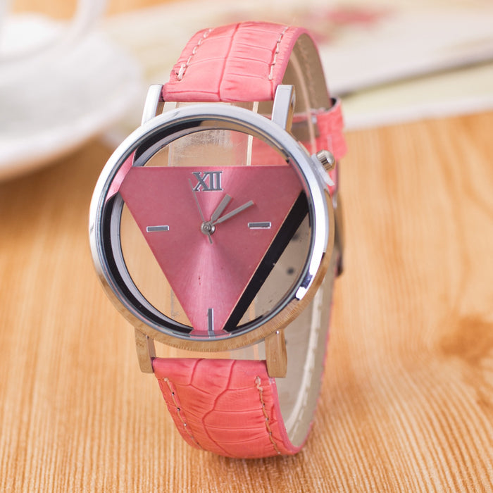 Jingshi Simple Harajuku Watch Personality Fashion Double Sided Hollow Through Bottom Korean Trend Student Triangle Watch