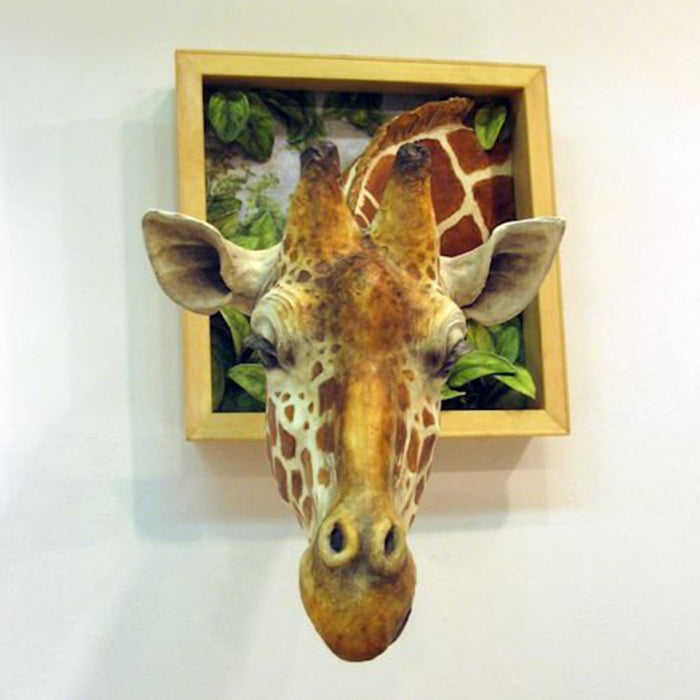 Marco de fotos 3D jirafa colgante de pared creativo simulación animal artesanía decoración de sala de estar 