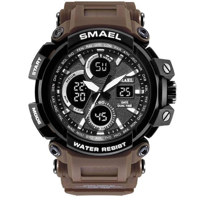 Reloj militar de camuflaje SMAEL, reloj de pulsera deportivo para hombre con pantalla de doble horario resistente al agua, relojes de cuarzo analógicos digitales para hombre 1708