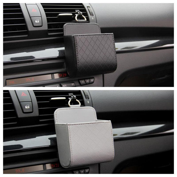 Car Organizer Box Bag Air Outlet Dashboard Hanging Leather Universal Car Mobile Phone Holder In Automobile Interior Accessories