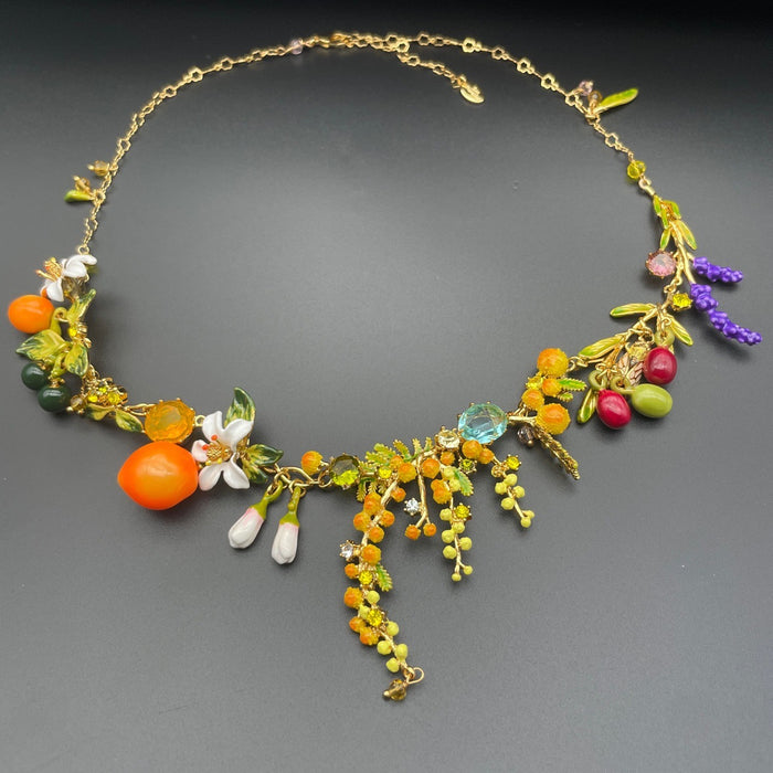 Handmade Enamel Fruity Orange Sweet Orange Lavender Necklace