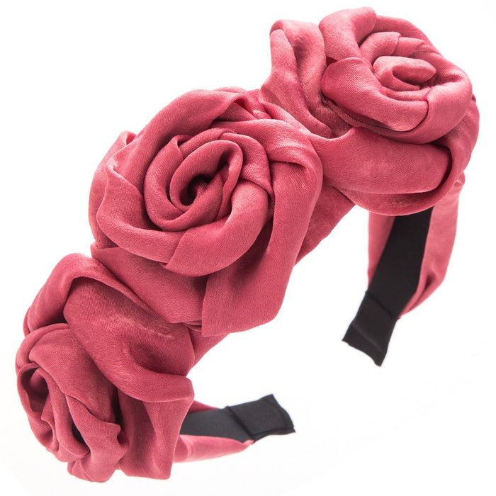 Handmade rose fabric headband for women, retro artificial flower production, elegant and high-end prom hair accessories