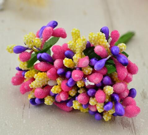 12 pcs stamen sugar handmade artificial flowers Cheap wedding decoration diy wreath needlework Gift box scrapbooking fake flower