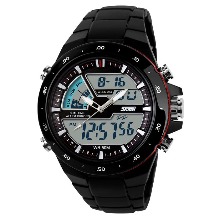 Reloj deportivo SKMEI 1016, reloj despertador informal a la moda para hombre, reloj de pulsera con pantalla Dual militar resistente al agua, reloj Masculino 