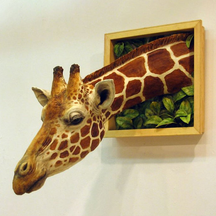 Marco de fotos 3D jirafa colgante de pared creativo simulación animal artesanía decoración de sala de estar 