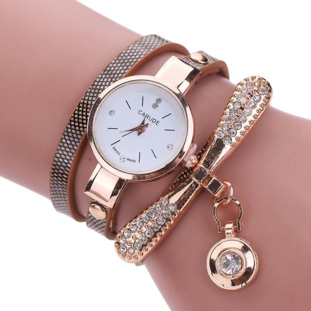 Relojes de mujer, reloj de pulsera informal, reloj de mujer con banda de cuero, reloj de cuarzo analógico con diamantes de imitación, reloj femenino