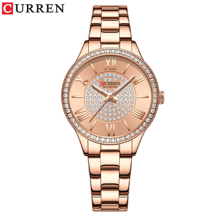 Reloj de señora Reloj de pulsera de acero de moda Reloj casual de mujer Reloj de cuarzo 