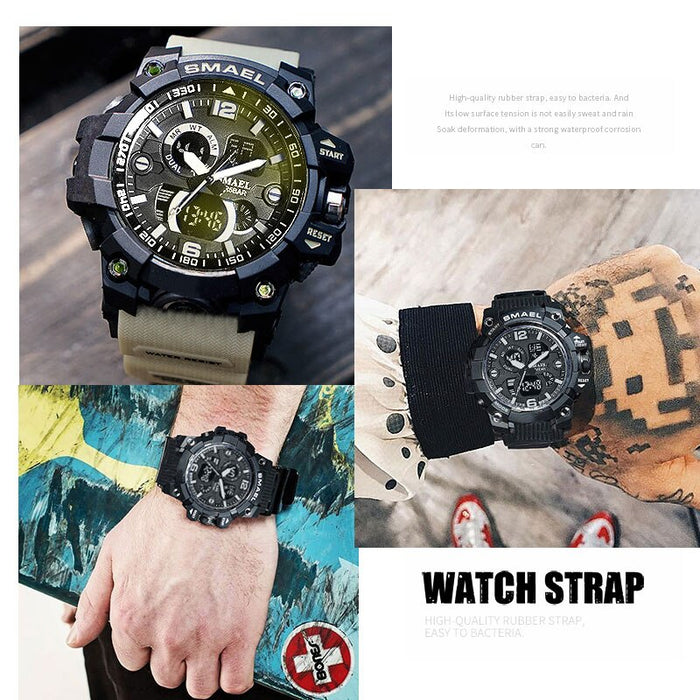 SMAEL 1617C Relojes militares de choque Reloj de pulsera para hombres del ejército Reloj de cuarzo LED Reloj digital de doble horario para hombres 1617 reloj hombre Reloj deportivo Ejército 