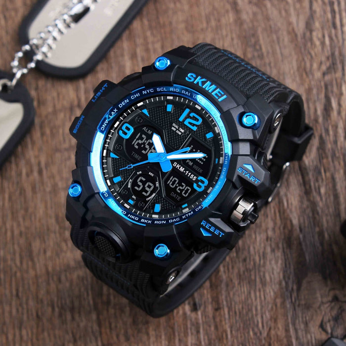 New Fashion Men Sports Watches SKMEI 1155B（2） Men Quartz Analog LED Digital Clock Man Military Waterproof Watch Relogio Masculino 1155B