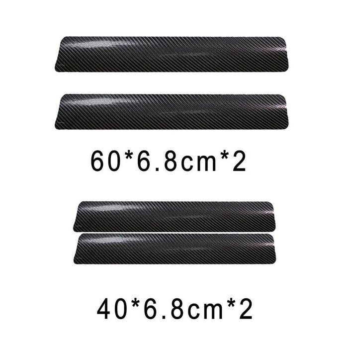 4Pc Black Car Door Plate Stickers Carbon Fiber Look Car Sticker Sill Scuff Cover Anti Scratch Decal Universal For All Car