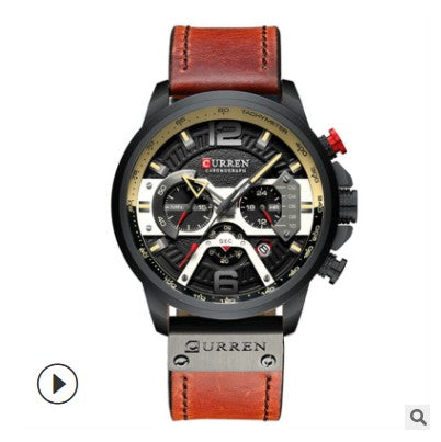 Relojes deportivos informales CURREN para hombre, parte de arriba de color azul, reloj de pulsera de Cuero militar de lujo, reloj de pulsera para hombre, reloj de pulsera con cronógrafo de moda