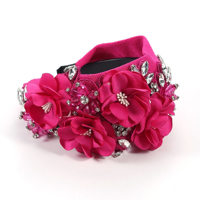 Handmade fabric three-dimensional flower embroidery headband