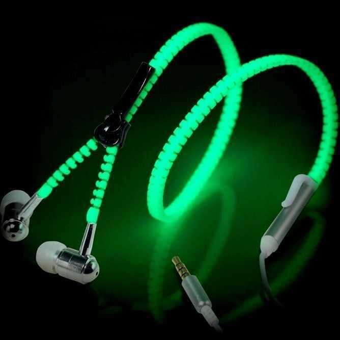 eThings Wired earbuds Light Luminous Metal Zipper Earphone Glow In The Dark earbuds Hands Free Zipping earbuds Earhpones - eZthings USA WE SORT ALL THE CRAZIEST GADGETS, GIZMOS, TOYS & TECHNOLOGY, SO YOU DON'T HAVE TO.