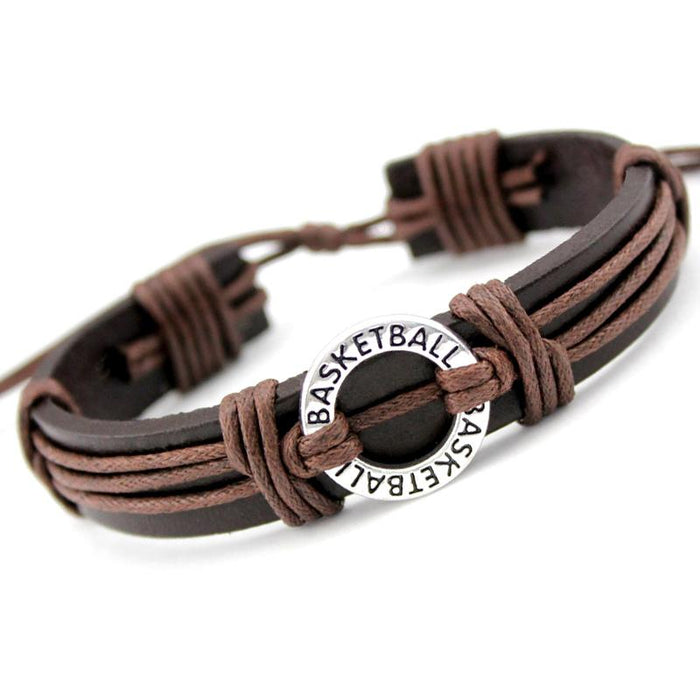 Basketball Football Soccer Softball Volleyball Leather Bracelets