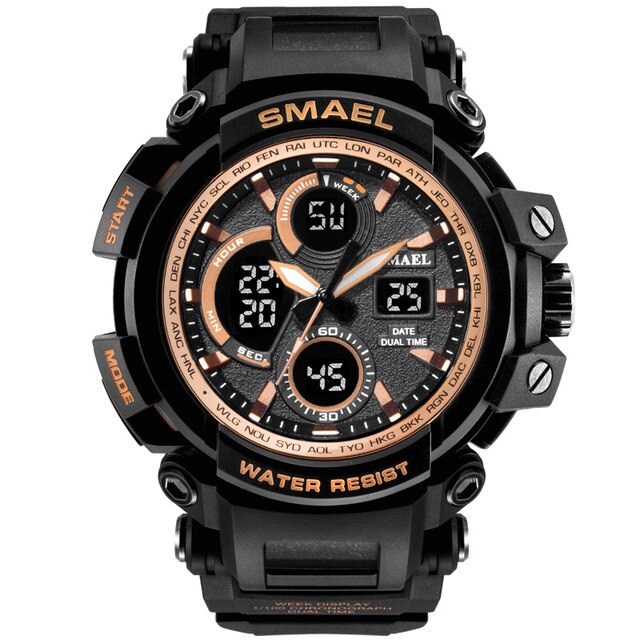 Reloj militar de camuflaje SMAEL, reloj de pulsera deportivo para hombre con pantalla de doble horario resistente al agua, relojes de cuarzo analógicos digitales para hombre 1708