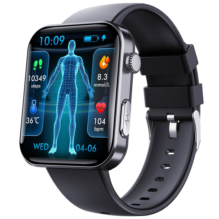 Reloj inteligente F300, monitorización de electrocardiograma ECG, alarma de caída SOS, reloj de glucosa en sangre y presión arterial, informe HRV