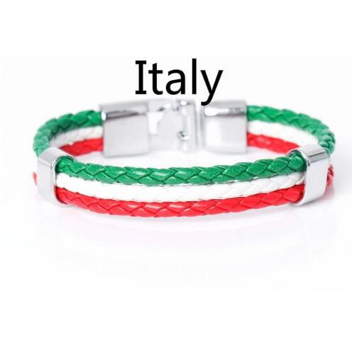 National Flag Leather Bracelets Sports Football Fans Jewelry