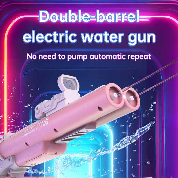 Pistola de agua eléctrica de doble tubo, juego de agua al aire libre y juguete de guerra