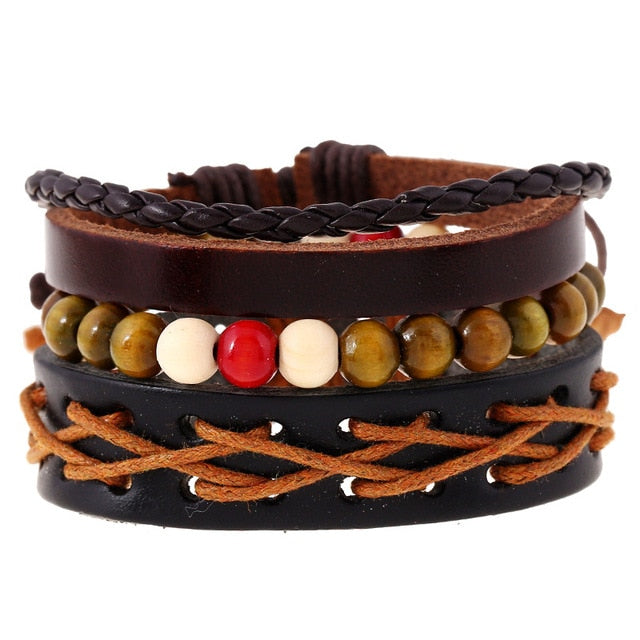 Pulsera de cuero Punk, pala de la suerte, escalera de color, póker, pulsera hecha a mano, joyería de amistad para hombre