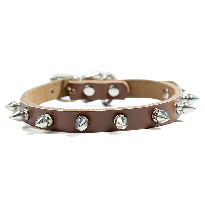 Pure Cowhide Bullet Head Rivet Pet Collar Leather Anti-Bite Accessories Collar Dog Chain