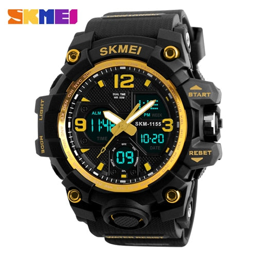 New Fashion Men Sports Watches SKMEI 1155B（2） Men Quartz Analog LED Digital Clock Man Military Waterproof Watch Relogio Masculino 1155B