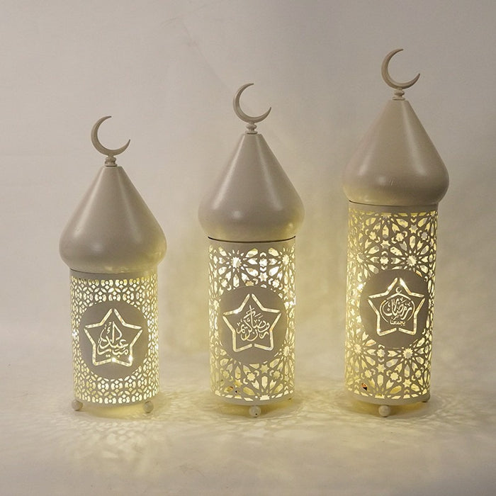 Linterna Led Eid Festival Ramadán, linterna de hierro, artes decorativas de Oriente Medio y adornos para manualidades, cabeza de bala