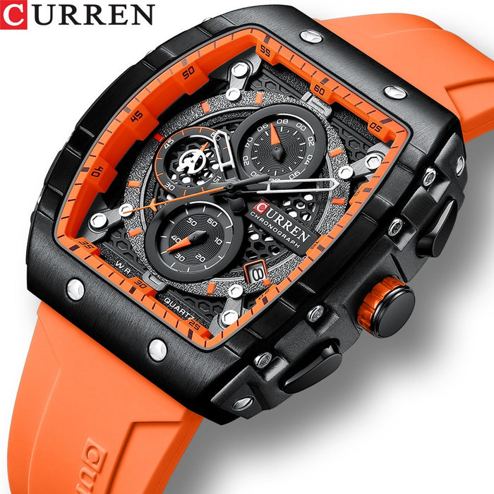 CURREN 8442 Reloj multifuncional para hombre con cinta de calendario de cuarzo de seis agujas resistente al agua para hombre