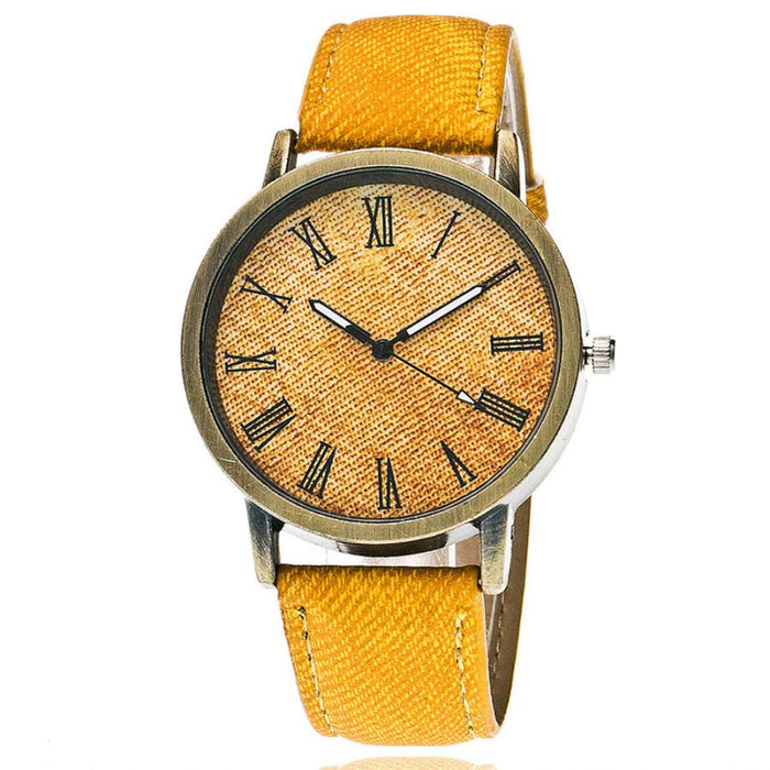 Reloj de pareja masculino y femenino escala romana La denim cinturón punk reloj