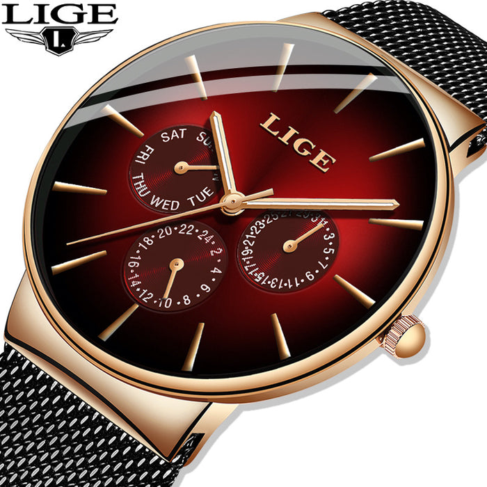 LIGE Mesh Strap Quartz Men's Watch