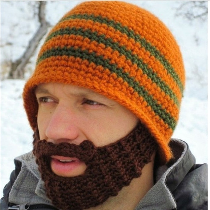 Creative Winter Warm Handmade Knitted Crochet Beard Hat Bicycle Mask Ski Cap Funny Hats Xmas Gift Festival Unisex Beanies