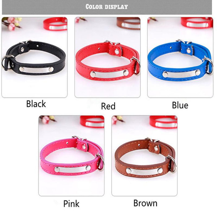 Leather Engraved Dog Collar Custom Puppy Cat Pet Collars ID