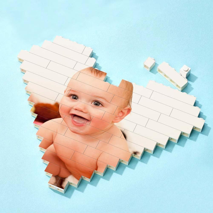 Ladrillo de construcción personalizado Bloque de fotos personalizado en forma de corazón para el Día del Niño