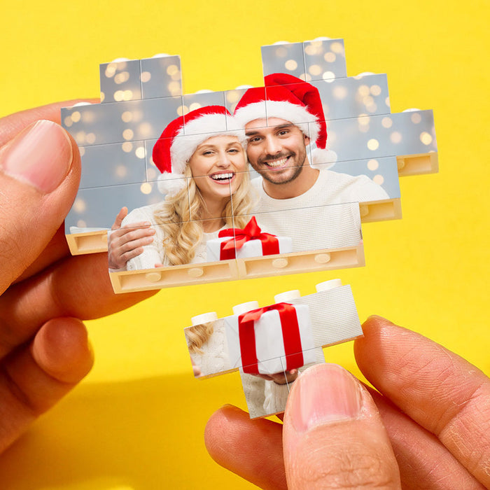 Custom Building Brick Personalized Heart Shaped Photo Block for Christmas