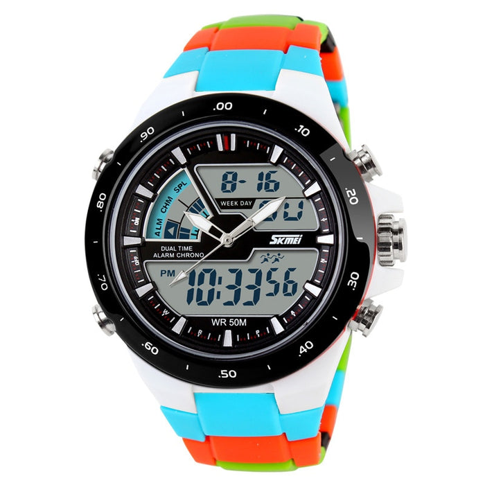 Reloj deportivo SKMEI 1016, reloj despertador informal a la moda para hombre, reloj de pulsera con pantalla Dual militar resistente al agua, reloj Masculino 