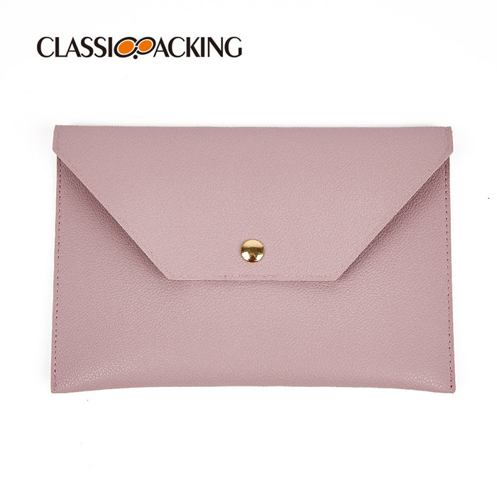 New Simple Large Capacity Envelope Bag Mobile Phone Lipstick Double Side Leather Carry On Bag Female Makeup Brush Storage Bag Brush Bag