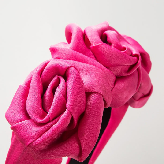 Handmade rose fabric headband for women, retro artificial flower production, elegant and high-end prom hair accessories