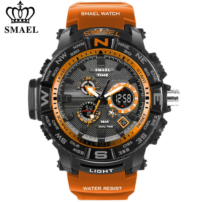 Relojes deportivos para hombre SMAEL 1531, reloj con pantalla dual, relojes de cuarzo electrónicos analógicos digitales LED para hombre, reloj masculino resistente al agua hasta 30M