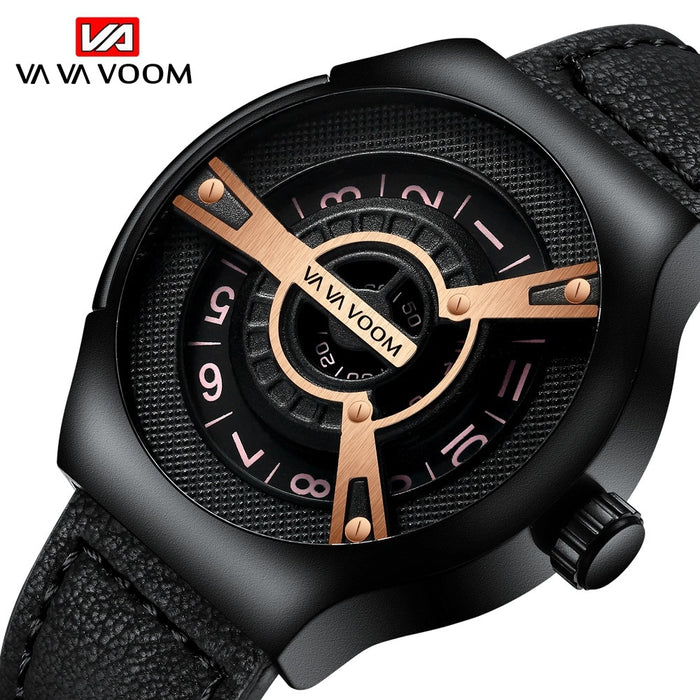 VAVA VOOM Brand VA-275 Creative Big Watch Men Fashions Sports Watches Men's Wrist Watch Men Luxury Casual Men Watch Leather Male Clock